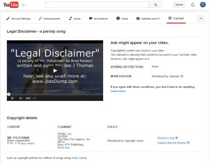 YouTube Copyright Screen