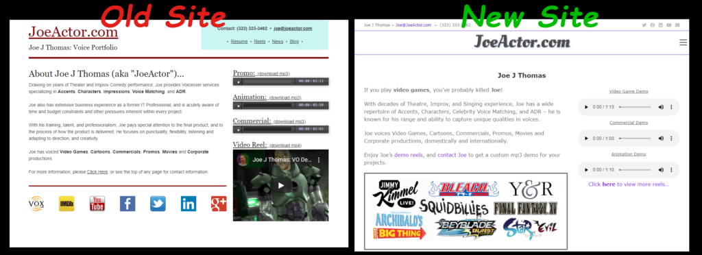 JoeActor.com New and Old